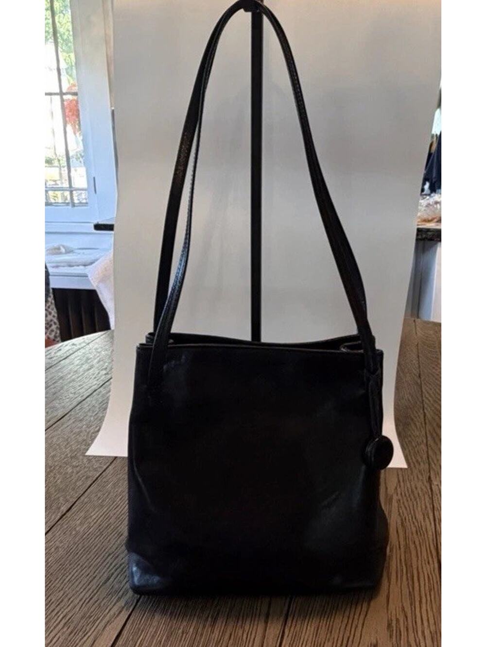 Monsac Black Polished Calf Leather Nordstrom Luxury Shoulder Bag Purse